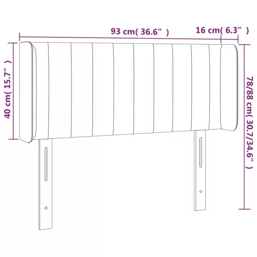  világosszürke bársony fejtámla 93x16x78/88 cm
