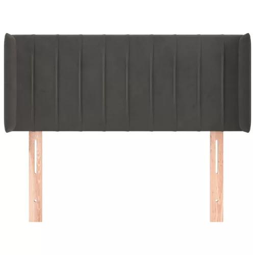  sötétszürke bársony fejtámla szárnyakkal 103x16x78/88 cm