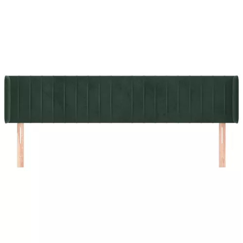  sötétzöld bársony szárnyas fejtámla 203x16x78/88 cm