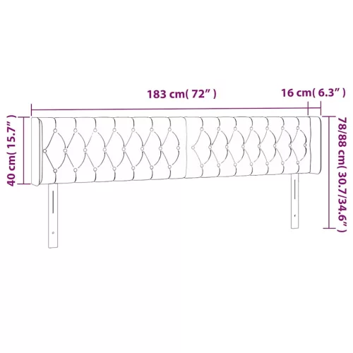  világosszürke szövet fejtámla szárnyakkal 183x16x78/88 cm