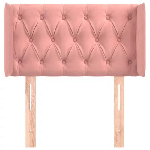  rózsaszín bársony fejtámla szárnyakkal 83x16x78/88 cm