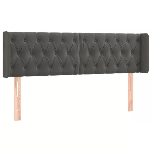  sötétszürke bársony fejtámla szárnyakkal 147x16x78/88 cm