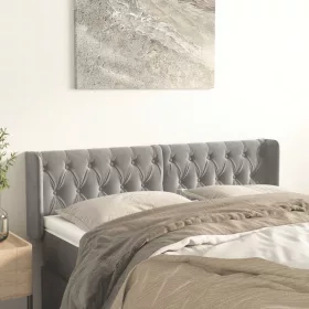    világosszürke bársony szárnyas fejtámla 163x16x78/88 cm