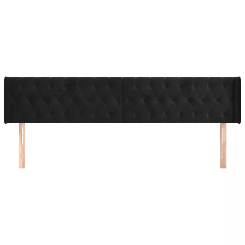  fekete bársony szárnyas fejtámla 203x16x78/88 cm