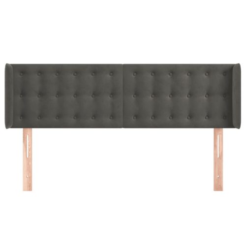  sötétszürke bársony fejtámla szárnyakkal 147x16x78/88 cm