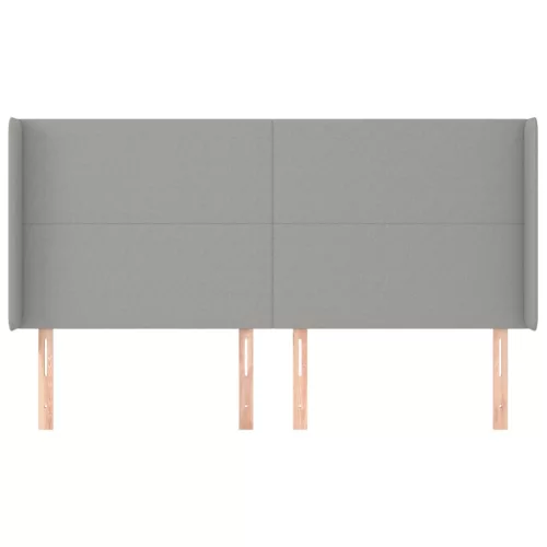  világosszürke szövet fejtámla szárnyakkal 163x16x118/128 cm