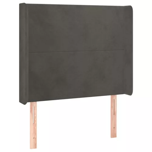  sötétszürke bársony fejtámla szárnyakkal 83x16x118/128 cm