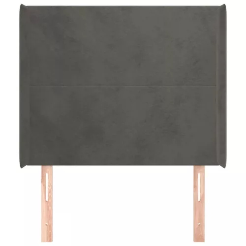  sötétszürke bársony fejtámla szárnyakkal 83x16x118/128 cm