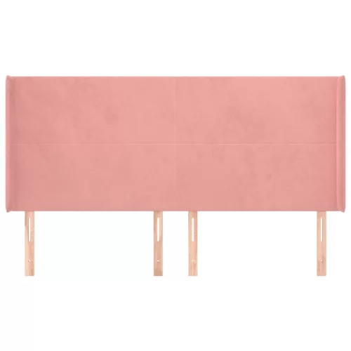  rózsaszín bársony fejtámla szárnyakkal 163x16x118/128 cm