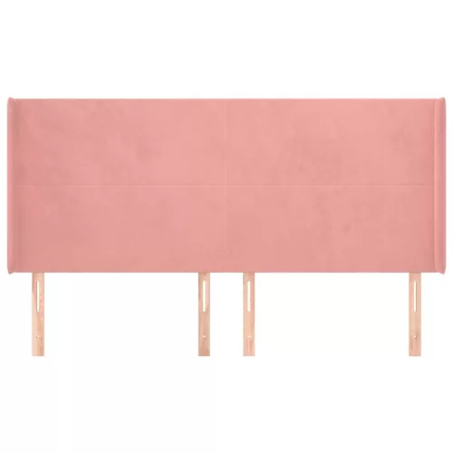  rózsaszín bársony fejtámla szárnyakkal 183x16x118/128 cm