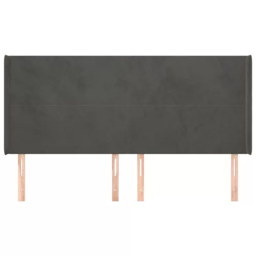  sötétszürke bársony fejtámla szárnyakkal 203x16x118/128 cm