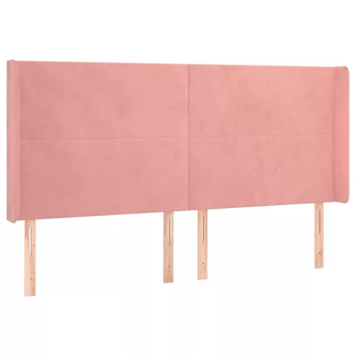  rózsaszín bársony fejtámla szárnyakkal 203x16x118/128 cm