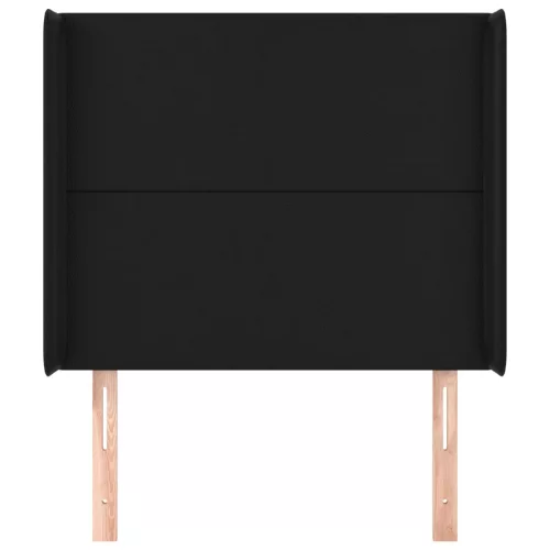  fekete műbőr fejtámla szárnyakkal 103x16x118/128 cm