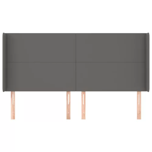  szürke műbőr fejtámla szárnyakkal 163x16x118/128 cm