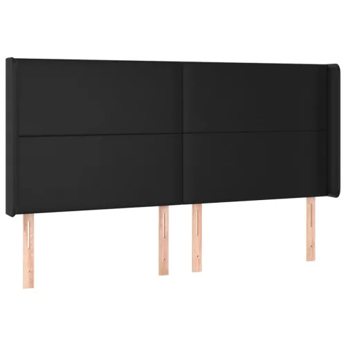  fekete műbőr fejtámla szárnyakkal 183x16x118/128 cm