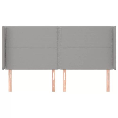  világosszürke szövet fejtámla szárnyakkal 183x16x118/128 cm