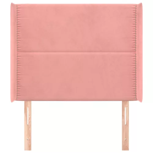  rózsaszín bársony fejtámla szárnyakkal 83x16x118/128 cm