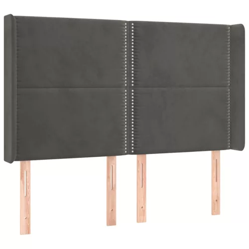  sötétszürke bársony fejtámla szárnyakkal 147x16x118/128 cm