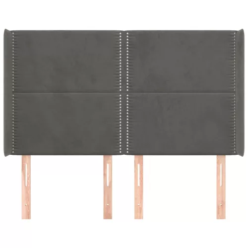  sötétszürke bársony fejtámla szárnyakkal 147x16x118/128 cm