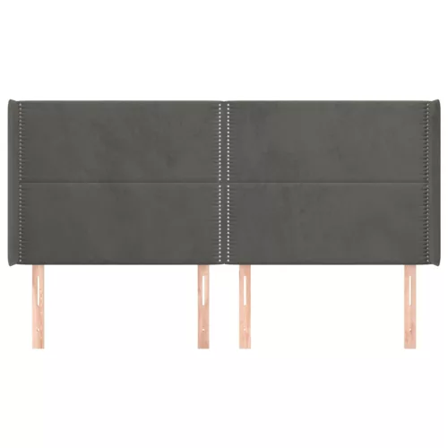  sötétszürke bársony fejtámla szárnyakkal 203x16x118/128 cm