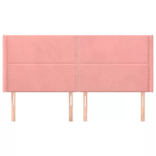  rózsaszín bársony fejtámla szárnyakkal 203x16x118/128 cm