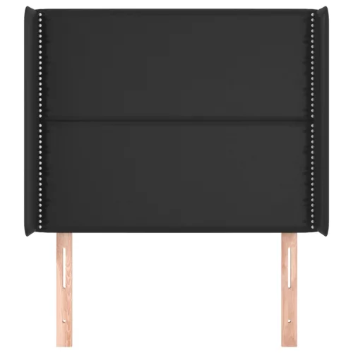  fekete műbőr fejtámla szárnyakkal 103x16x118/128 cm