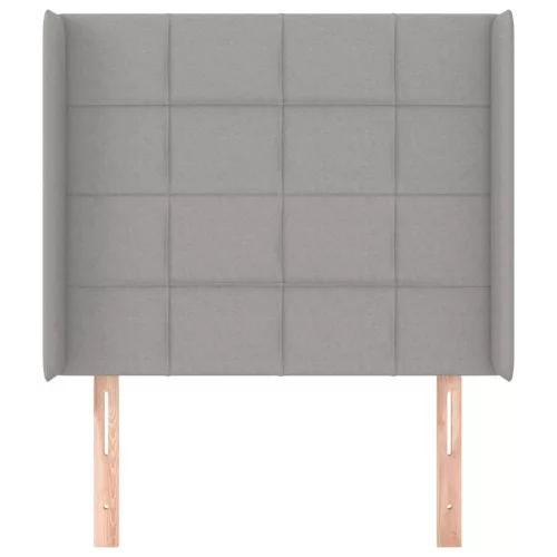  világosszürke szövet fejtámla szárnyakkal 103x16x118/128 cm