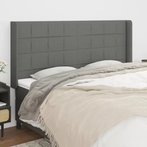  sötétszürke szövet fejtámla szárnyakkal 163x16x118/128 cm