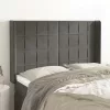  sötétszürke bársony fejtámla szárnyakkal 147x16x118/128 cm