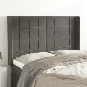    sötétszürke bársony fejtámla szárnyakkal 147x16x118/128 cm