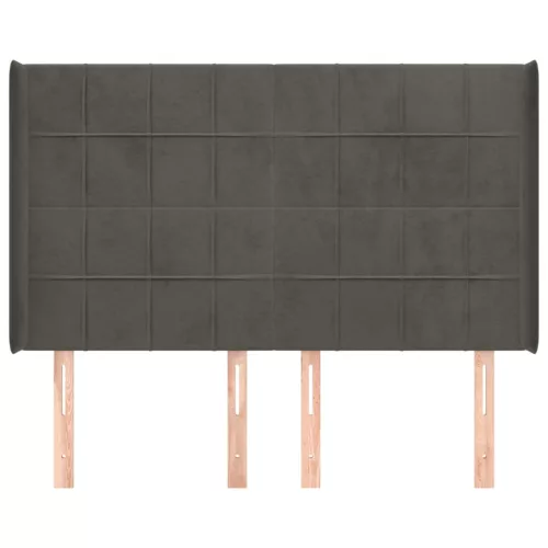  sötétszürke bársony fejtámla szárnyakkal 147x16x118/128 cm