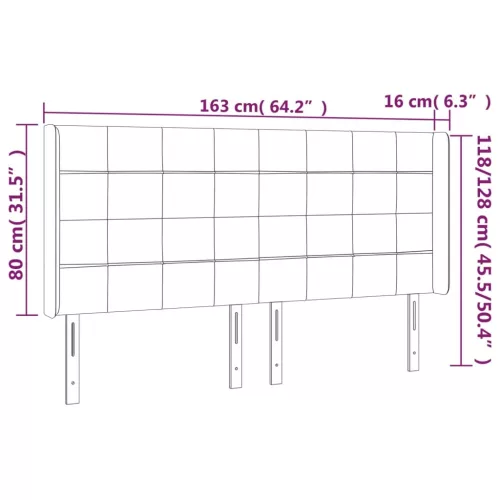  világosszürke bársony fejtámla szárnyakkal 163x16x118/128 cm