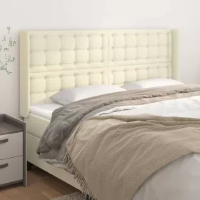    krémszínű műbőr fejtámla szárnyakkal 163x16x118/128 cm