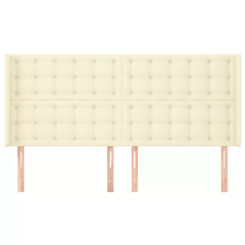  krémszínű műbőr fejtámla szárnyakkal 163x16x118/128 cm