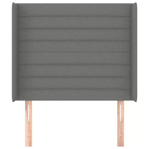  sötétszürke szövet fejtámla szárnyakkal 83x16x118/128 cm