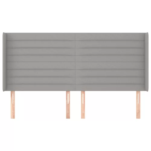  világosszürke szövet fejtámla szárnyakkal 163x16x118/128 cm