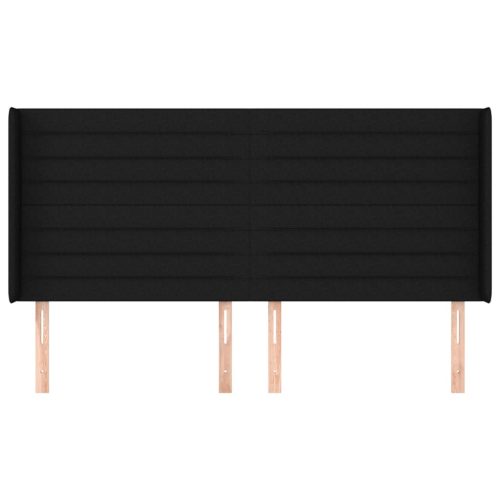  fekete szövet fejtámla szárnyakkal 203x16x118/128 cm