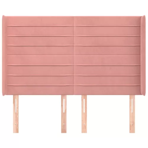  rózsaszín bársony fejtámla szárnyakkal 147x16x118/128 cm