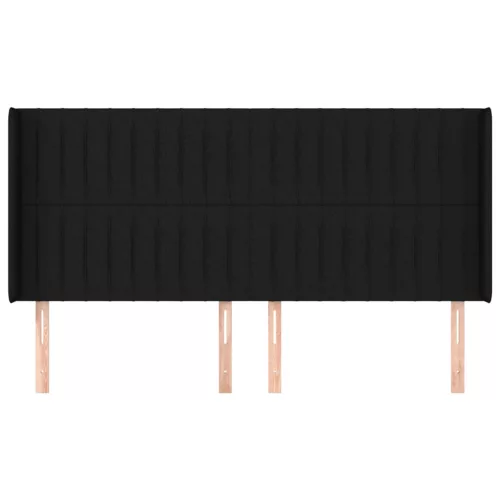  fekete szövet fejtámla szárnyakkal 203x16x118/128 cm