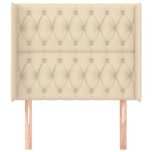  krémszínű szövet fejtámla szárnyakkal 103x16x118/128 cm