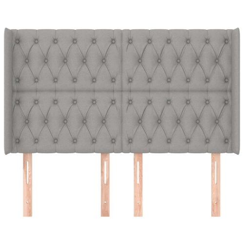  világosszürke szövet fejtámla szárnyakkal 163x16x118/128 cm