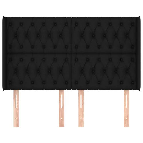  fekete szövet fejtámla szárnyakkal 163x16x118/128 cm