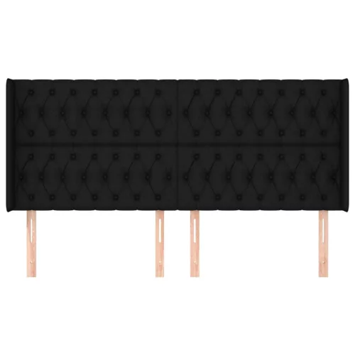  fekete szövet fejtámla szárnyakkal 183x16x118/128 cm