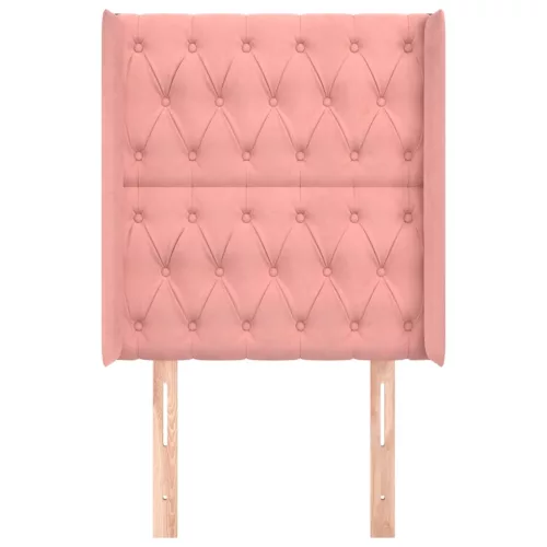  rózsaszín bársony fejtámla szárnyakkal 83x16x118/128 cm