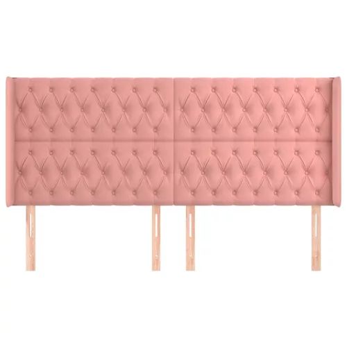  rózsaszín bársony fejtámla szárnyakkal 203x16x118/128 cm