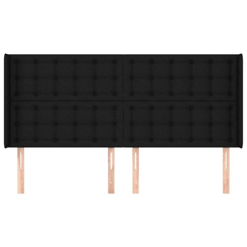  fekete szövet fejtámla szárnyakkal 163x16x118/128 cm