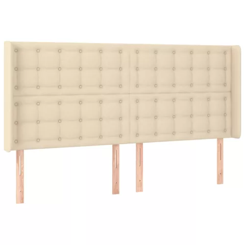  krémszínű szövet fejtámla szárnyakkal 203x16x118/128 cm