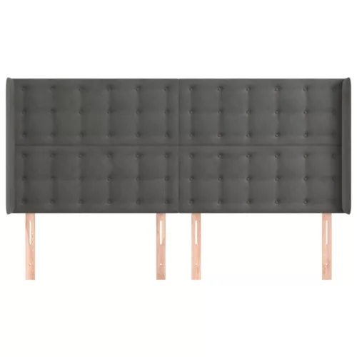  sötétszürke bársony fejtámla szárnyakkal 163x16x118/128 cm