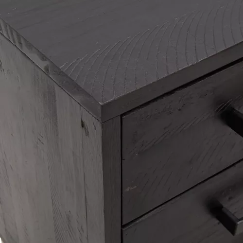  2 db fekete tömör fenyőfa éjjeliszekrény 36 x 30 x 45 cm