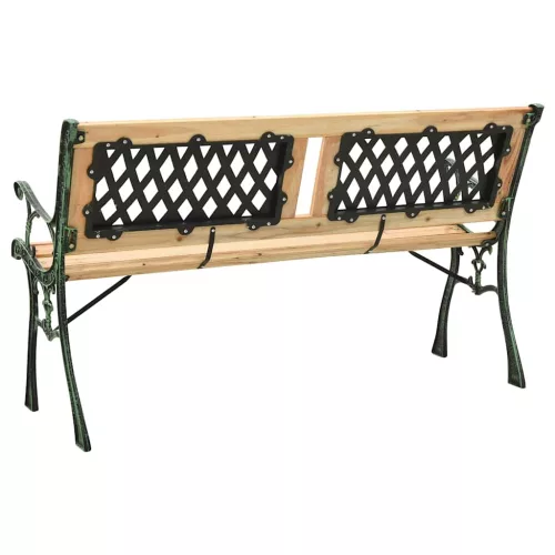  öntöttvas és tömör fenyőfa kerti pad 122 cm